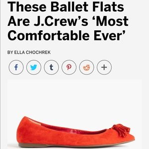 JCrew Ripe Papaya Lottie tassel flats in suede 6.5